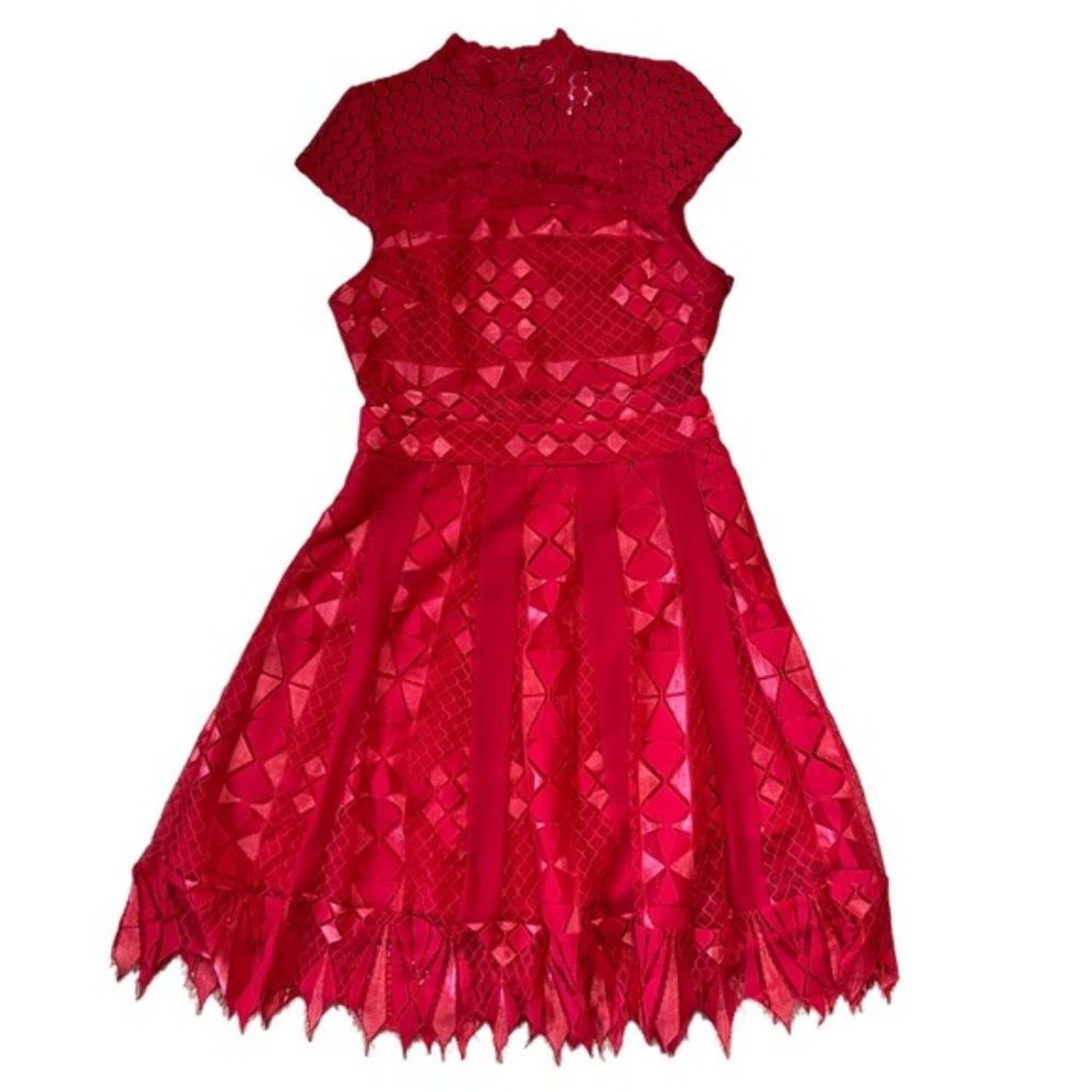 Foxiedox Red Bravo Zulu Lace Fit & Flare Dress Size Small